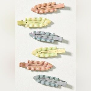 ANTHROPOLOGIE Iridescent Hair Clips Set of 6 NWT